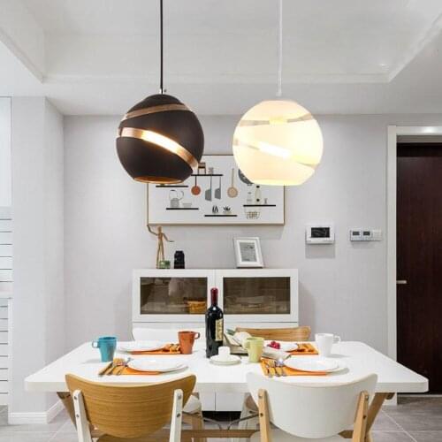 Modern White/Black Streak Glass Round Ball Pendant Lights LED Suspension Luminaire Designer Minimalist Loft Lights Living Lamps