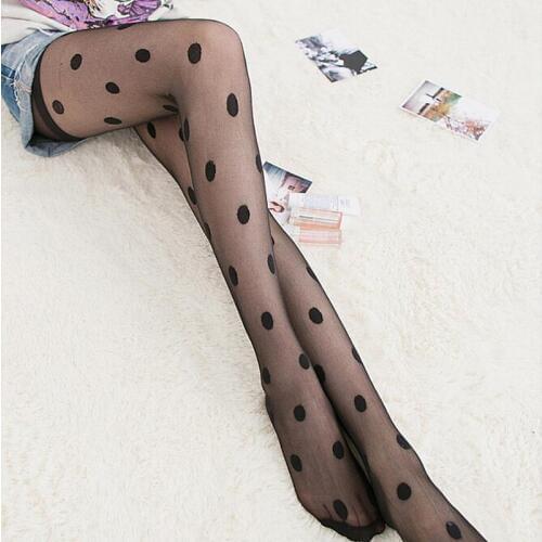 Dot Slim Tights Black Sexy sheer Lace Big dot Pantyhose Stockings