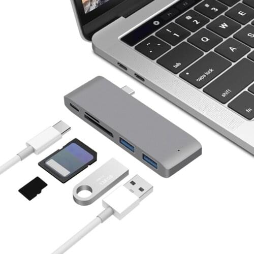 Multi-ports 5-in-1 USB C Hub Portable Type C Hub USB 3.0 SD TF Card Reader Adaptors USB C Splitter For MacBook Pro 2016
