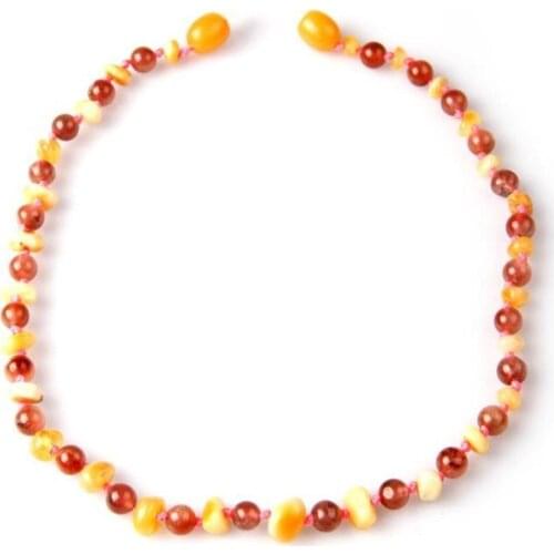 Amber - Strawberry Quartz Natural Stone Baby Teeth Necklace Gemstone Gift Box Chakra Healing Stone