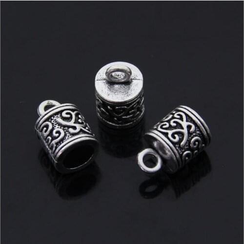 20pcs Antique Silver Tassel Clasps Necklace Leather Cord End Caps Tassel Crimp End Connector DIY Jewelry Findings Z286