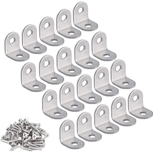 20 Pcs Stainless Steel L Bracket Corner Brace Joint Right Angle Bracket Fastener L Shaped Corner Fastener Joints Bracket