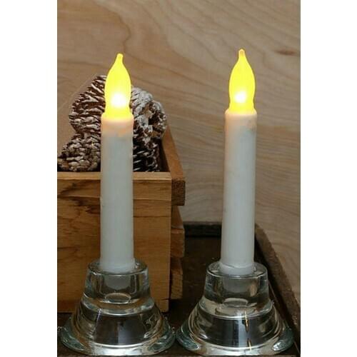 4.5"battery operated wax Dipped Led Taper stick Candle flameless Ivory tealight candle lamp Church Xmas wedding party-11.5cm(H)