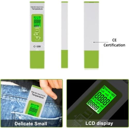 5 in 1 TDS/EC/Salinity/S.G./Temperature Meter Digital Water Quality Tester for Home Pools Drinking Water Aquarium