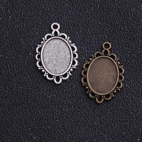 6pcs/lot Antique /Bronze Metal Alloy Cameo Flower 13*18mm Dia Oval Diamond Cabochon Settings Jewelry Blank Charms