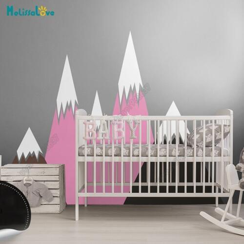 Big Baby Room Decal Adventure Theme Decor 5 Huge Mountain Colorful Nursery Kid Room Removable Vinyl Wall Sticker JW378