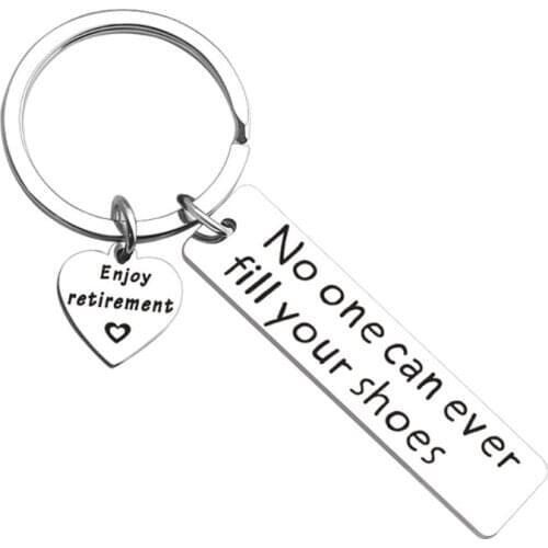 Retirement Keychain Stainless Steel Keyring No One Can Ever Fill Your Shoes Coworker Gift for Assistant Dentist