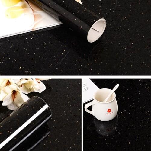Black Quartz Stone Marble Wallpaper Waterproof Oil-proof Contact Paper PVC Self Adhesive Bathroom Kitchen Countertop Decor