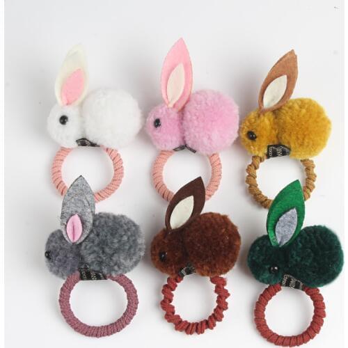Korean version of cute cartoon animal multicolor rabbit hair ring children girl rubber band elastic hair ring hair accessories