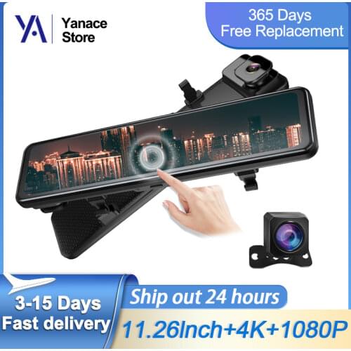 E-ACE 4K Car DVR Mirror 12'' Sony IMX335 Dashcam Dual Lens 1080P Rearview Camera Car Video Recorder Night Vision Right Lens Cam