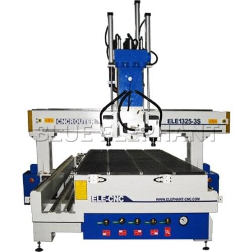 Blue Elephant 3 Spindles CNC Router for door lock 4 Axis CNC Router with Rotary Device Vacuum Table Wood CNC Router