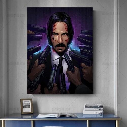 Movie Posters John Wick Killer Graffiti Canvas Painting Living Room John Wick Wall Art Home Decor Mural Graffiti Canvas Poster