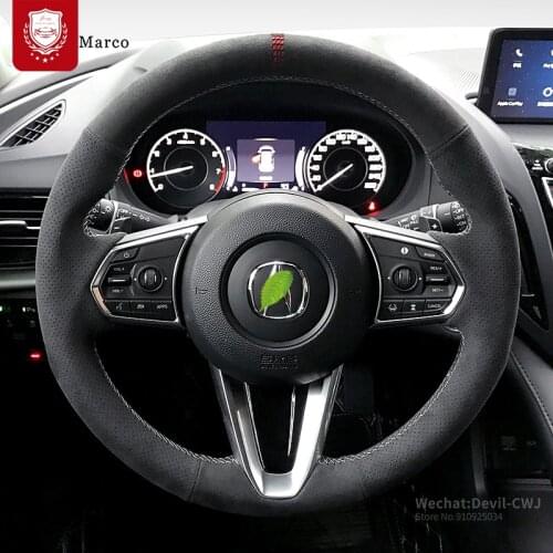 Steering wheel cover For Acura CDX TLX-L RDX MDX Real Alcantara suede hand stitch Soft Hand Grip Premium leather car accessories