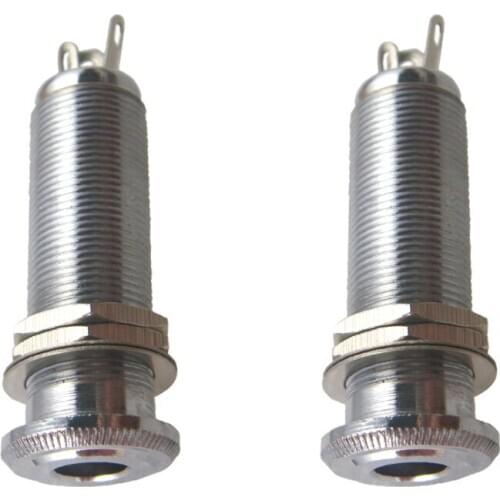 MagiDeal 2xSilver Threaded Cylinder 6.35mm Jack Socket Plug Guitar Bass Part