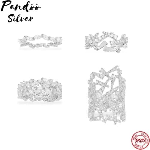 PANDOO Fashion Charm Silver 925 Jewelry bague homme Silver Ring Gift Finger Rings For Men Women Statement Jewelry Gift