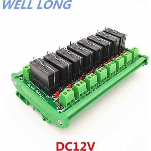 DIN Rail Mount 8 Channel SPDT 16A Power Relay Interface Module,OMRON G5RL-1-E 12VDC Relay