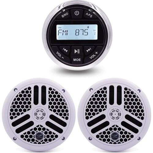 Marine Stereo Bluetooth Boat Radio Audio FM AM Media Receiver MP3 Car Player+6.5 inch Waterproof Speakers For RV Pool Yacht Bath