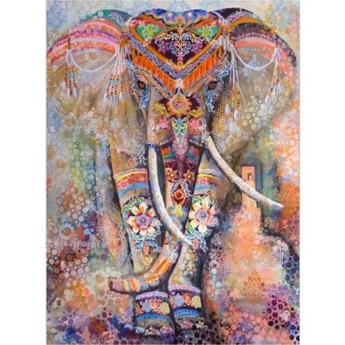 Kexinzu Full 5D DIY Square/ Round Diamond Painting"Colorful elephant Animal"3D Embroidery Cross Stitch Mosaic Gift for friends