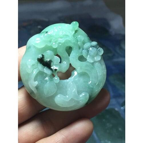 Natural Myanmar jade A HandCarved jade flower jadeite jade pendant jade necklace pendants jewelry necklaces men