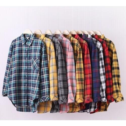 2020 New Womens Plaid Shirt Fresh College Style Loose Blouse Female Long Sleeve Blouses Cotton Casual Shirt Women Tops Blusas