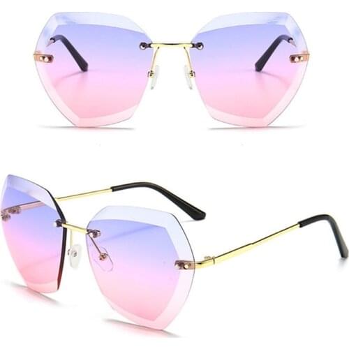 Summer Oversized Rimless Sunglasses Driver Goggles Women Square Metal Frame Clear Lens Sun Glasses Vintage Sunglass