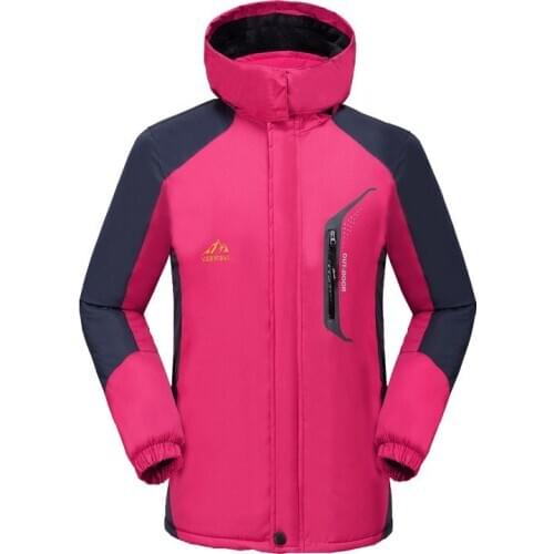 Autumn and winter Plush waterproof stormcoat mens and womens large mountaineering clothes thickened windproof womens outdoor