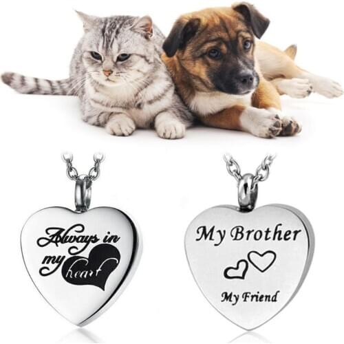 Pet Cremation Urns Necklace Stainless Steel Dog Cat Ash Memorial Container Holder Jewelry Memorial Keepsake Pendant