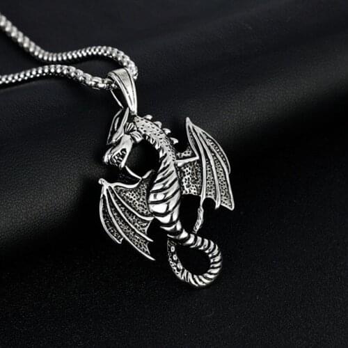 Necklace men stainless steel chain necklaces dragon pendants hip hop jewelry charm Flying men necklace gift for male accessories
