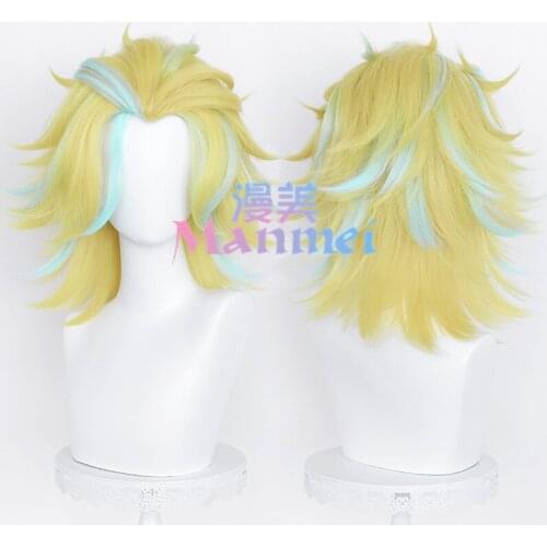 Anime Tokyo Revengers Rindou Haitani Cosplay Wig Heat Resistant Synthetic Golden Inverted Blue Highlights Hair Anime Fans Gift