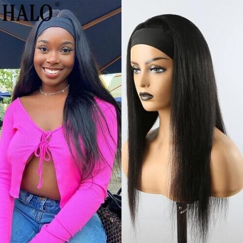 Straight Headband Wig 100% Human Hai Peruvian 28 30 Inch Lace front Wigs With Head Band For Women Glueless Remy Human Hair