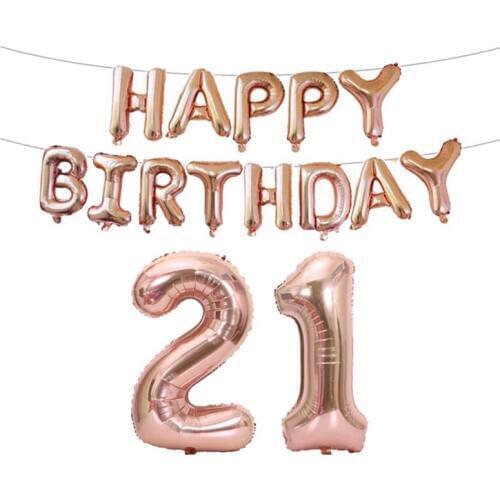 Rose Gold Balloon Number 18 21 30 40 50 60 Birthday Balloons Anniversary Party Decoration Happy Birthday Decor
