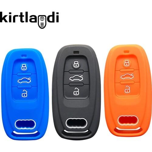 Silicone 3 Button Remote Key Case Shell for Audi A1 A3 A4 A5 A6 A7 A8 Quattro Q3 Q5 Q7 2009-2015 Cover Car Key Holder Protection
