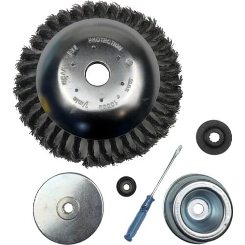 Heavy Duty Steal Wire Brush Cutter Trimmer Head w/Adapter Plate Screwdriver Replacement for Lawn Mower Weed Cleaning Tools