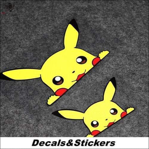 NO.L220 Cute Pika-chu Cartoon 3M Reflective Modified Stickers Car Glass Helmet Waterproof Decals Racing Motorcycle