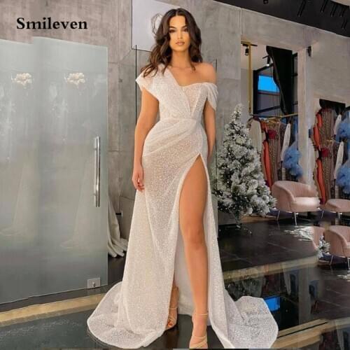 Smileven Sequin Mermaid Evening Dress One Shoulder Side Split Formal Dress Party Gown robe de soiree Mermaid Prom Gowns