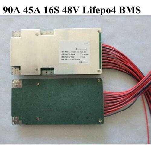 Bms 16s 48v 45A Bms Lifepo4 90A Bms Pcm Battery Protection Board Balance Function for 48v 1500w 4000w Motor E Bike Ev Battery