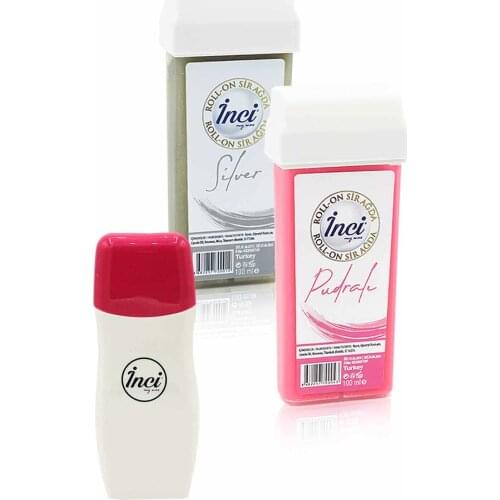 Pearl pink and silver cartridge roll on depilatory 2 PCs + roll on depilatory heating machine, filling in the network, depilation, sugar-free wax, hair removal