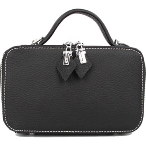 Top layer cowhide leather Women mini bag womens new soft Boston handbag Female messenger bag pillow bag Ladies Mobile phone bag