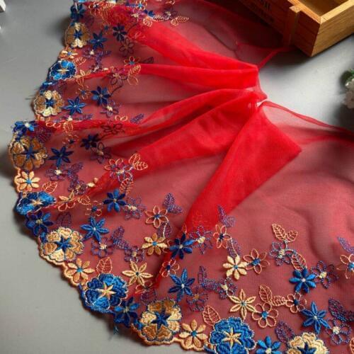 1 yards 21 cm Flower Lace Ribbon Trims Webbing Applique for Sofa Cover Curtain Home Textiles Trimmings Embroidered Lace Fabric