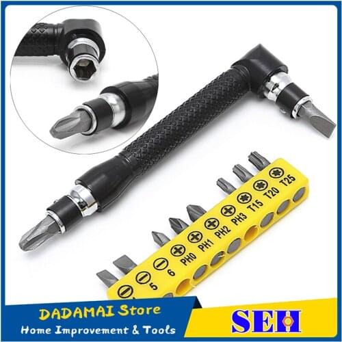 10 in 1 Angle Dual Head L-shaped Mini Socket Wrench 1/4" 6.35mm Socket Screwdriver Bits Key Utility Tool Screwdriver Bit Drill