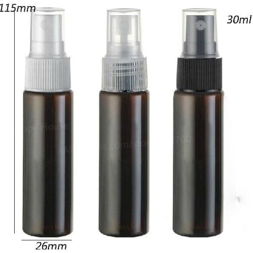 100pcs/lot 30ml Brown Travel Plastic Perfume Bottle 1oz Amber Mist Sprayer Plastic Atomizer Mini Fragrance Container