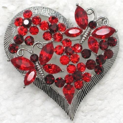 12pcs/lot Wholesale Fashion Rhinestone Heart Brooch Valentines day gift wedding Bridal Party Prom Pin brooches C101062