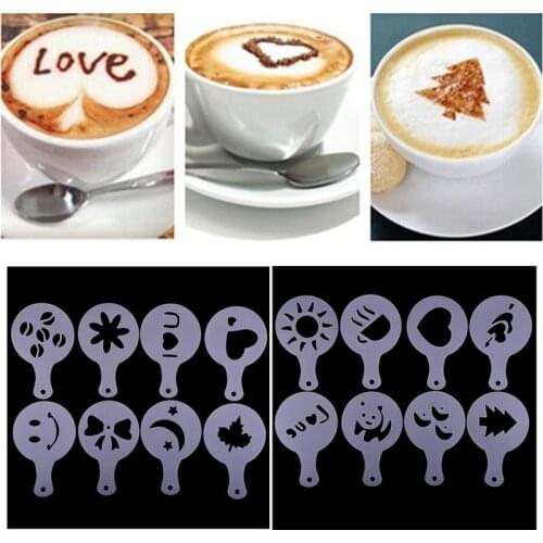 16 pcs/Set Coffee Stencils Lovely Pattern Printing Model Plastic PP Latte Cappuccino Making