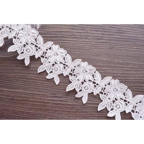 5.2cm 2.04" wide 10 yard ivory milk silk fabric embroidered tapes lace trim ribbon 1120343QL4K27