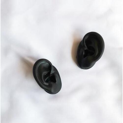 6*4CM black colour Soft silica gel real person ear head mannequin taking headset medical teaching display props C930