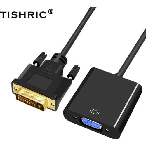 TISHRIC HD 1080P DVI-D DVI To VGA Adapter Video Cable Converter 24+1 25 Pin Male DVI D To VGA 15Pin For Projector TV PS3 PS4 PC