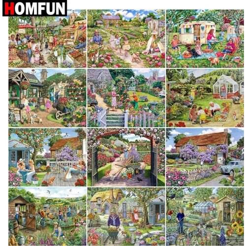 HOMFUN Full Square/Round Drill 5D DIY Diamond Painting "Bazaar landscape" Embroidery Cross Stitch 5D Home Decor Gift