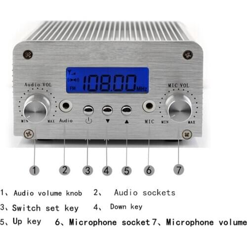 Free Shipping Stereo Audio PLL NIO-T6B 6W Silver Color Transmissor de FM PLL