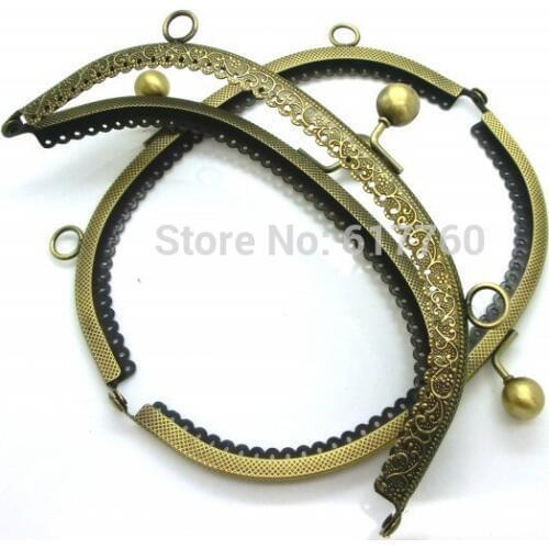 Free Shipping-1PC Antique Bronze Bead Purse Bag Metal Arch Frame Kiss Clasp Lock 16x9cm(6 2/8"x3 4/8") J2617