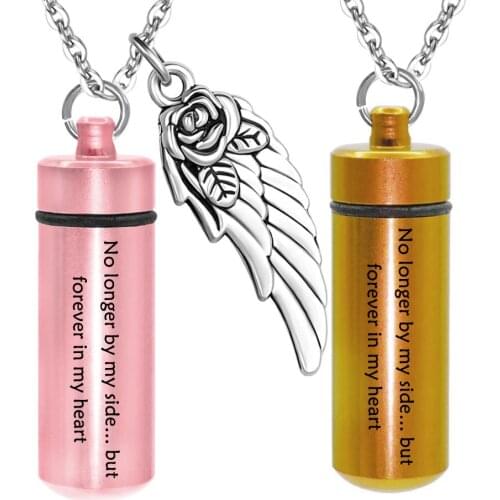 No Longer by My Side forever in My Heart Memorial Pendant Cremation Urn Jewelry Keepsake Ashes Holder Necklace with Funnel Kits